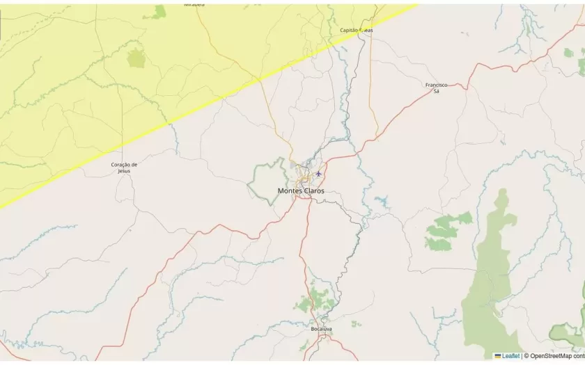 Alerta amarelo para baixa umidade inclui Montes Claros nesta segunda-feira
