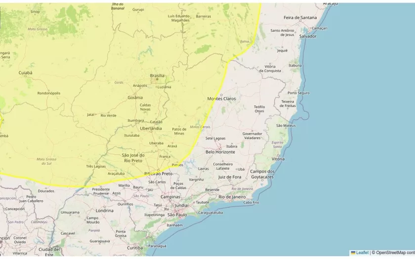 Alerta amarelo por baixa umidade atinge 169 municípios na Minas Gerais neste sábado