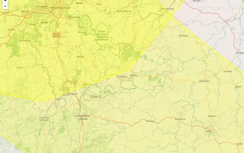 Alertas amarelo para declínio de temperatura e baixa umidade incluem Ouro Preto nesta sexta-feira