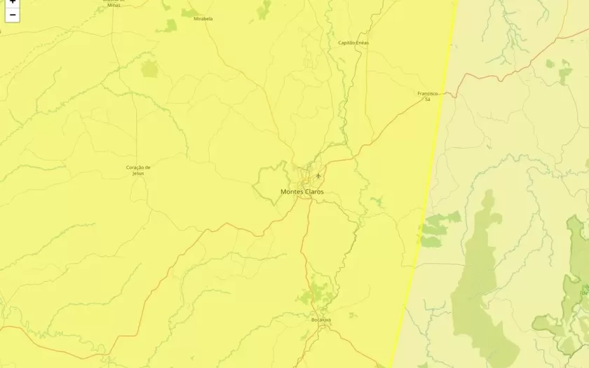 Alertas amarelo para baixa umidade incluem Montes Claros nesta segunda-feira