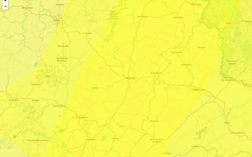 Muriaé está em área sob alertas de declínio de temperatura e chuvas intensas neste domingo