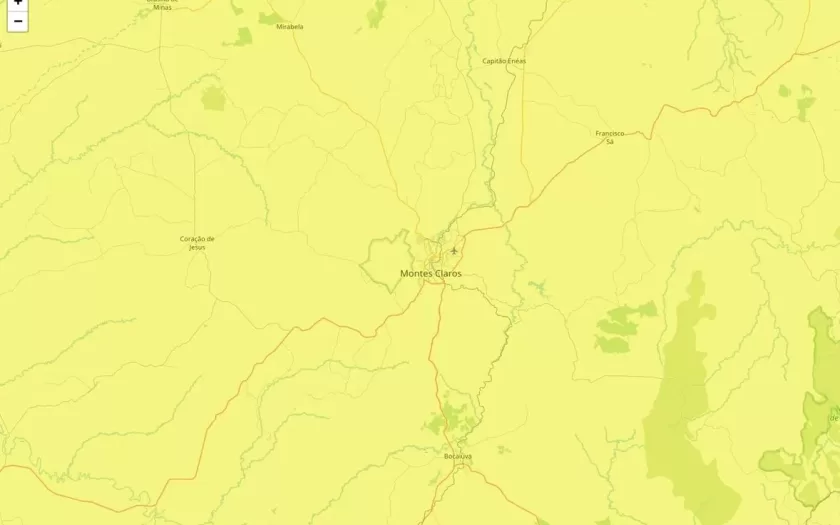 Alertas amarelo para baixa umidade incluem Montes Claros nesta segunda-feira