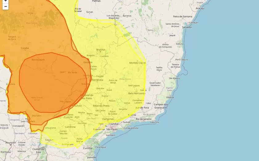 544 municípios da Minas Gerais estão sob alertas de baixa umidade e acumulado de chuva nesta quinta-feira