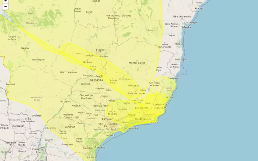 Inmet emite alertas de declínio de temperatura, baixa umidade e chuvas intensas para 806 municípios da Minas Gerais nesta sexta-feira