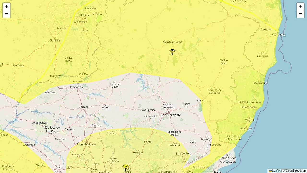 Minas Gerais tem alertas amarelo para tempestade, vendaval e chuvas ...