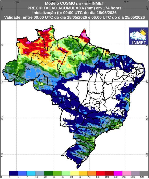 Inmet divulga previsão para semana de 18 a 25 de maio de 2026