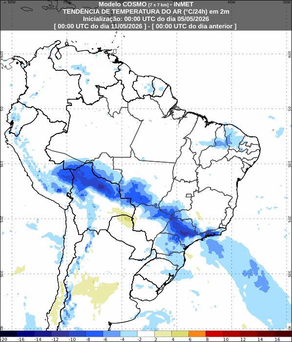 Frente fria influencia as condições do tempo em grande parte do Brasil nesta semana